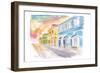 Christiansted US Virgin Islands Colonial Street Scene At Sunset St Croix-M. Bleichner-Framed Art Print