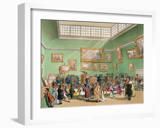 Christie's Auction Room, Aquatinted by J. Bluck-Thomas Rowlandson-Framed Giclee Print