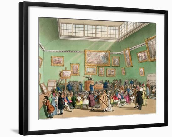 Christie's Auction Room, Aquatinted by J. Bluck-Thomas Rowlandson-Framed Giclee Print