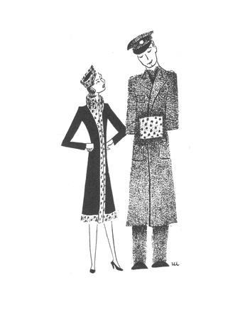 Soldier's hand muff matches his girlfriend's outfit. - New Yorker Cartoon