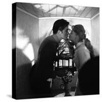 Christine by Pierre Gaspard Huit with Romy Schneider and Alain Delon, 1958 (b/w photo)-null-Stretched Canvas