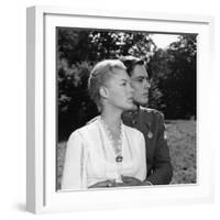 Christine by Pierre Gaspard Huit with Romy Schneider and Alain Delon, 1958 (b/w photo)-null-Framed Photo