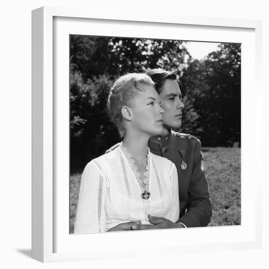Christine by Pierre Gaspard Huit with Romy Schneider and Alain Delon, 1958 (b/w photo)-null-Framed Photo