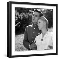 Christine by Pierre Gaspard Huit with Romy Schneider and Alain Delon, 1958 (b/w photo)-null-Framed Photo