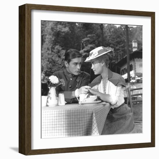 Christine by Pierre Gaspard Huit with Romy Schneider and Alain Delon, 1958 (b/w photo)-null-Framed Photo