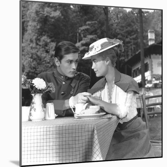 Christine by Pierre Gaspard Huit with Romy Schneider and Alain Delon, 1958 (b/w photo)-null-Mounted Photo