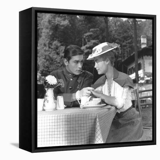 Christine by Pierre Gaspard Huit with Romy Schneider and Alain Delon, 1958 (b/w photo)-null-Framed Stretched Canvas