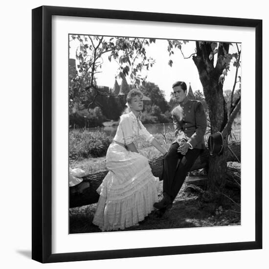 Christine by Pierre Gaspard Huit with Romy Schneider and Alain Delon, 1958 (b/w photo)-null-Framed Photo