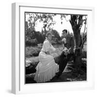 Christine by Pierre Gaspard Huit with Romy Schneider and Alain Delon, 1958 (b/w photo)-null-Framed Photo