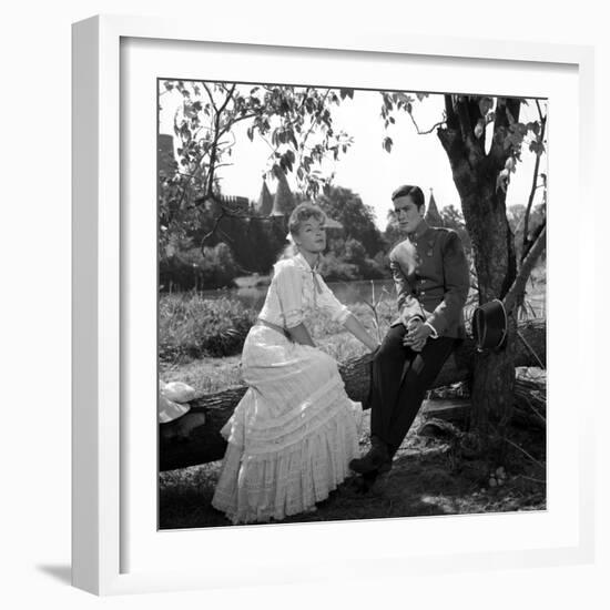 Christine by Pierre Gaspard Huit with Romy Schneider and Alain Delon, 1958 (b/w photo)-null-Framed Photo