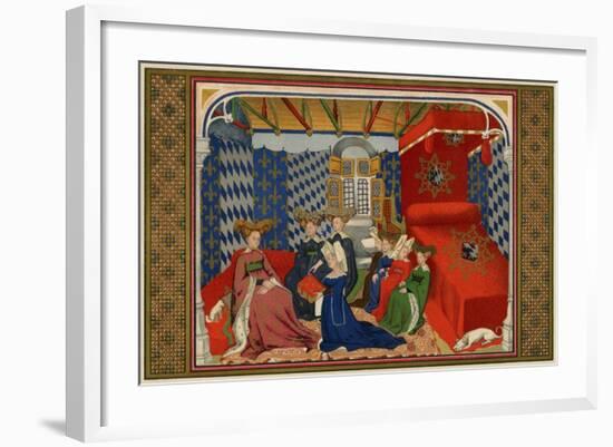 Christine De Pisan Presenting Her Book to Isabel of Bavaria, Queen of Charles VI of France-null-Framed Giclee Print
