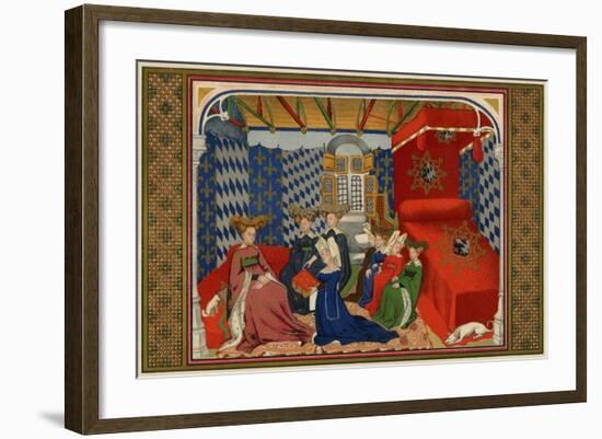 Christine De Pisan Presenting Her Book to Isabel of Bavaria, Queen of Charles VI of France-null-Framed Giclee Print