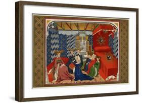 Christine De Pisan Presenting Her Book to Isabel of Bavaria, Queen of Charles VI of France-null-Framed Giclee Print