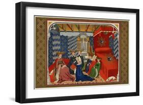 Christine De Pisan Presenting Her Book to Isabel of Bavaria, Queen of Charles VI of France-null-Framed Giclee Print