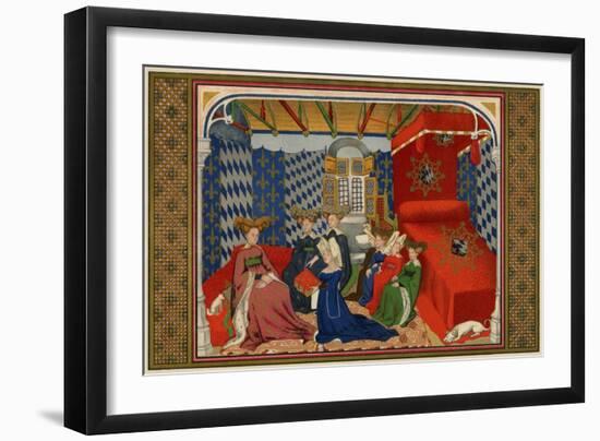 Christine De Pisan Presenting Her Book to Isabel of Bavaria, Queen of Charles VI of France-null-Framed Giclee Print