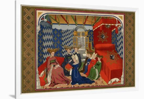 Christine De Pisan Presenting Her Book to Isabel of Bavaria, Queen of Charles VI of France-null-Framed Giclee Print