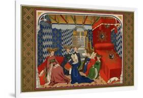 Christine De Pisan Presenting Her Book to Isabel of Bavaria, Queen of Charles VI of France-null-Framed Giclee Print