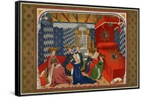 Christine De Pisan Presenting Her Book to Isabel of Bavaria, Queen of Charles VI of France-null-Framed Stretched Canvas