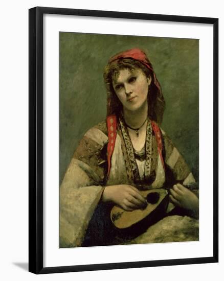 Christine Nilson or the Bohemian with a Mandolin, 1874-Jean-Baptiste-Camille Corot-Framed Giclee Print