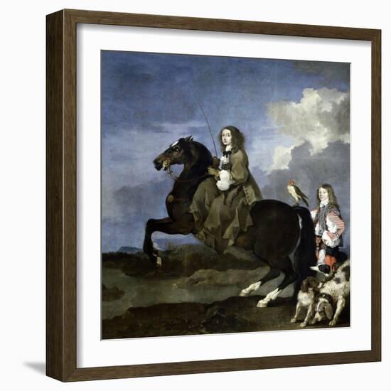 Christine of Sweden on Horseback, 1653-1654-Sebastien Bourdon-Framed Giclee Print