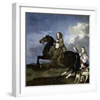 Christine of Sweden on Horseback, 1653-1654-Sebastien Bourdon-Framed Giclee Print