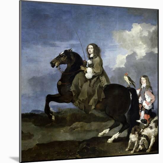 Christine of Sweden on Horseback, 1653-1654-Sebastien Bourdon-Mounted Giclee Print