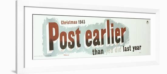 Christmas 1943, Post Earlier Than You Did Last Year-Leonard Beaumont-Framed Art Print