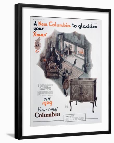 Christmas Advert for Columbia Gramophones, 1928-null-Framed Giclee Print