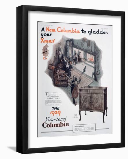 Christmas Advert for Columbia Gramophones, 1928-null-Framed Giclee Print