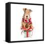 Christmas Airedale Terrier-Lanie Loreth-Framed Stretched Canvas