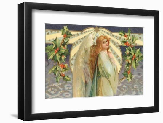 Christmas Angel with Holly-null-Framed Premium Photographic Print