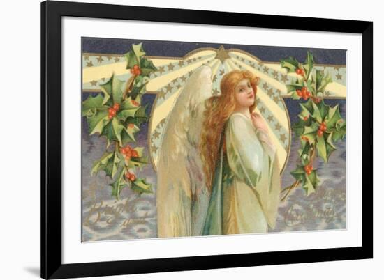 Christmas Angel with Holly-null-Framed Photographic Print