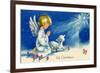Christmas Angels Kneeling Praying Under the Christmas Star-null-Framed Premium Giclee Print