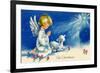 Christmas Angels Kneeling Praying Under the Christmas Star-null-Framed Premium Giclee Print