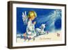 Christmas Angels Kneeling Praying Under the Christmas Star-null-Framed Art Print