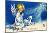 Christmas Angels Kneeling Praying Under the Christmas Star-null-Mounted Art Print