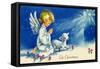 Christmas Angels Kneeling Praying Under the Christmas Star-null-Framed Stretched Canvas