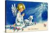 Christmas Angels Kneeling Praying Under the Christmas Star-null-Stretched Canvas