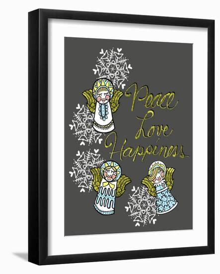 Christmas Angels & Snowflakes-Cyndi Lou-Framed Giclee Print