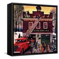 "Christmas at the Fire Station", December 16, 1950-Stevan Dohanos-Framed Stretched Canvas