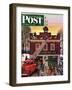 "Christmas at the Fire Station" Saturday Evening Post Cover, December 16, 1950-Stevan Dohanos-Framed Premium Giclee Print