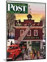 "Christmas at the Fire Station" Saturday Evening Post Cover, December 16, 1950-Stevan Dohanos-Mounted Premium Giclee Print