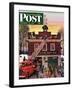 "Christmas at the Fire Station" Saturday Evening Post Cover, December 16, 1950-Stevan Dohanos-Framed Premium Giclee Print