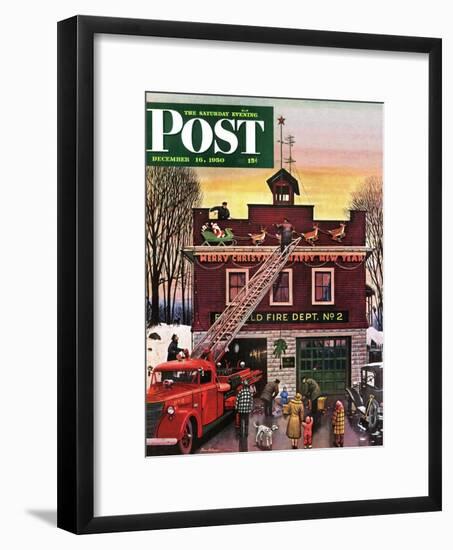 "Christmas at the Fire Station" Saturday Evening Post Cover, December 16, 1950-Stevan Dohanos-Framed Giclee Print