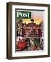 "Christmas at the Fire Station" Saturday Evening Post Cover, December 16, 1950-Stevan Dohanos-Framed Giclee Print