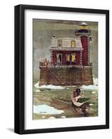 "Christmas at the Lighthouse," December 28, 1946-Mead Schaeffer-Framed Giclee Print