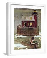 "Christmas at the Lighthouse," December 28, 1946-Mead Schaeffer-Framed Giclee Print