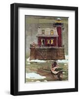 "Christmas at the Lighthouse," December 28, 1946-Mead Schaeffer-Framed Giclee Print