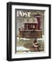 "Christmas at the Lighthouse," Saturday Evening Post Cover, December 28, 1946-Mead Schaeffer-Framed Premium Giclee Print