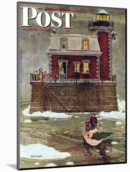 "Christmas at the Lighthouse," Saturday Evening Post Cover, December 28, 1946-Mead Schaeffer-Mounted Premium Giclee Print